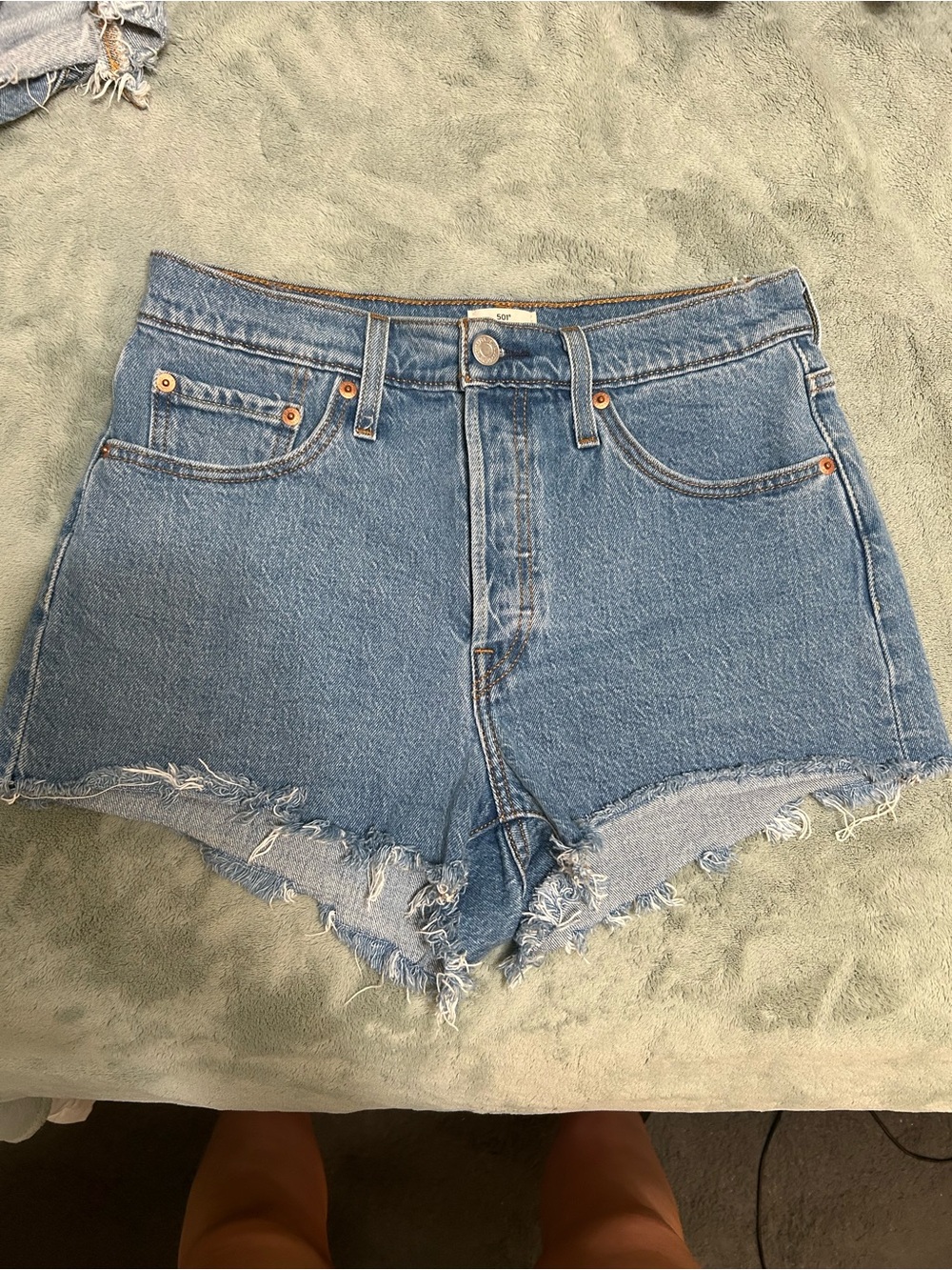 High-Waist Light Blue Denim Cutoff Shorts
